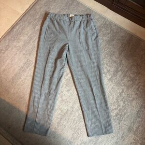 Aritzia Wilfred Plaid Pants 10 Pull On Straight Leg Print Gray Stretch Trousers